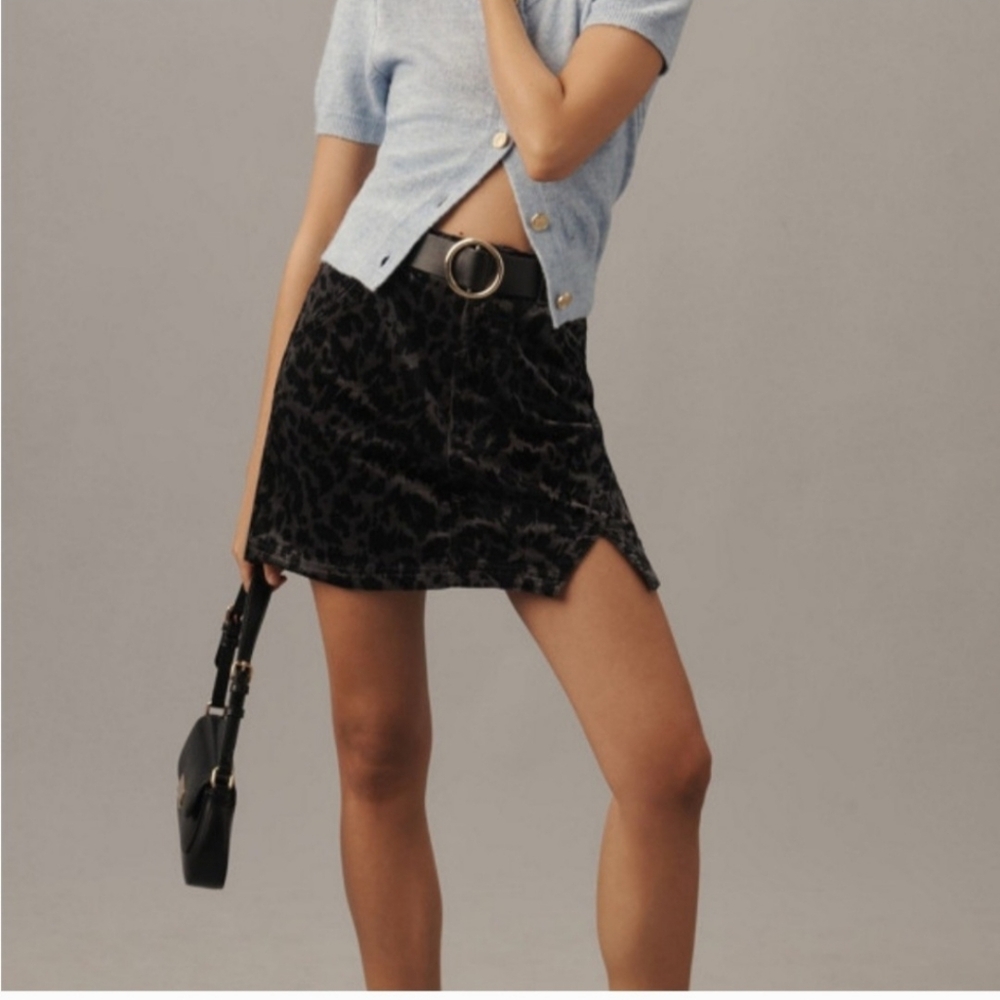 Pilcro Leopard Print Corduroy Mini Skirt Size 4